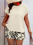 Conjunto Feminino Camisa Gola Redonda E Short Casual Debora Plus Size
