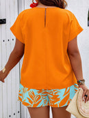Conjunto Feminino Camisa Gola Redonda E Short Casual Debora Plus Size