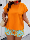 Conjunto Feminino Camisa Gola Redonda E Short Casual Debora Plus Size