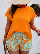Conjunto Feminino Camisa Gola Redonda E Short Casual Debora Plus Size