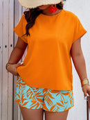 Conjunto Feminino Camisa Gola Redonda E Short Casual Debora Plus Size