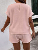 Conjunto Feminino Camisa Gola Redonda E Short Casual Debora Plus Size