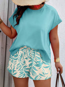 Conjunto Feminino Camisa Gola Redonda E Short Casual Debora Plus Size