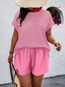 Conjunto Feminino Camisa Gola Redonda E Short Casual Debora Plus Size