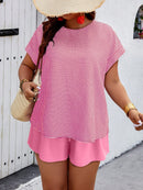 Conjunto Feminino Camisa Gola Redonda E Short Casual Debora Plus Size