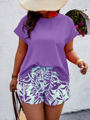 Conjunto Feminino Camisa Gola Redonda E Short Casual Debora Plus Size