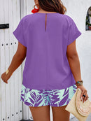 Conjunto Feminino Camisa Gola Redonda E Short Casual Debora Plus Size