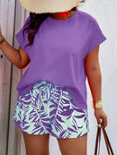 Conjunto Feminino Camisa Gola Redonda E Short Casual Debora Plus Size