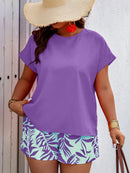 Conjunto Feminino Camisa Gola Redonda E Short Casual Debora Plus Size