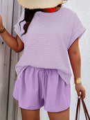 Conjunto Feminino Camisa Gola Redonda E Short Casual Debora Plus Size