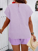 Conjunto Feminino Camisa Gola Redonda E Short Casual Debora Plus Size