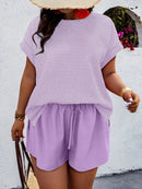 Conjunto Feminino Camisa Gola Redonda E Short Casual Debora Plus Size
