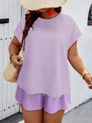 Conjunto Feminino Camisa Gola Redonda E Short Casual Debora Plus Size