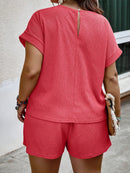 Conjunto Feminino Camisa Gola Redonda E Short Casual Debora Plus Size