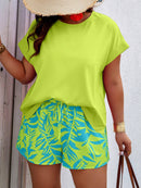 Conjunto Feminino Camisa Gola Redonda E Short Casual Debora Plus Size