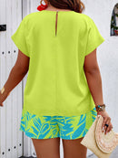 Conjunto Feminino Camisa Gola Redonda E Short Casual Debora Plus Size