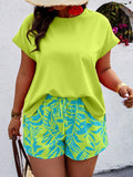 Conjunto Feminino Camisa Gola Redonda E Short Casual Debora Plus Size