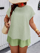 Conjunto Feminino Camisa Gola Redonda E Short Casual Debora Plus Size