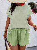 Conjunto Feminino Camisa Gola Redonda E Short Casual Debora Plus Size