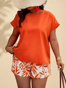 Conjunto Feminino Camisa Gola Redonda E Short Casual Debora Plus Size