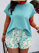 Conjunto Feminino Camisa Gola Redonda E Short Casual Debora Plus Size