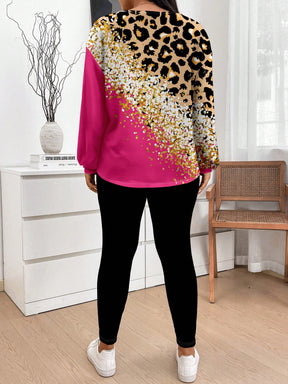 Conjunto Feminino Camiseta Listrada e Legging - Mirna Plus Size