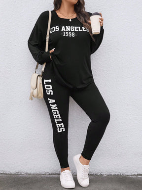Conjunto Feminino Camiseta Listrada e Legging - Mirna Plus Size