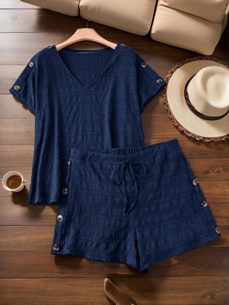 Conjunto Feminino Camisa de Manga Curta e Shorts - Dinz. Plus Size