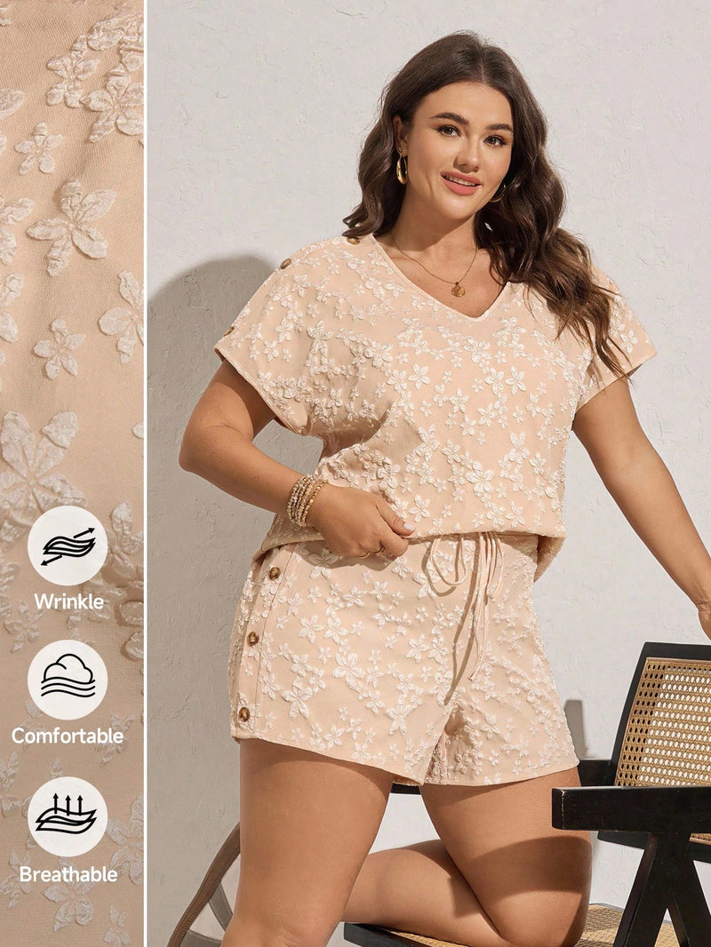 Conjunto Feminino Camisa de Manga Curta e Shorts - Dinz. Plus Size