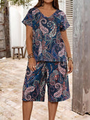 Conjunto Feminino de Manga Curta e Bermuda - Alisse. Plus Size