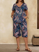 Conjunto Feminino de Manga Curta e Bermuda - Alisse. Plus Size