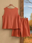 Conjunto Feminino de Regata Gola Redonda e Short - Miranda. Plus Size