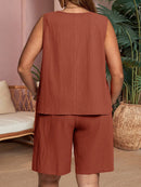 Conjunto Feminino de Regata Gola Redonda e Short - Miranda. Plus Size