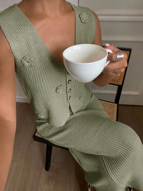 Conjunto Feminino de Suéter com Decoração Floral - Danna