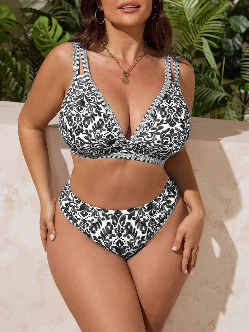 Conjunto de Biquíni Feminino de Cintura Alta - Belinda. Plus Size