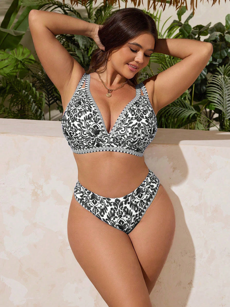 Conjunto de Biquíni Feminino de Cintura Alta - Belinda. Plus Size