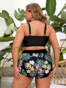Conjunto de Tankini Femenino de 2 peças com Decote em V e Franzido - Mavie. Plus Size
