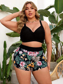 Conjunto de Tankini Femenino de 2 peças com Decote em V e Franzido - Mavie. Plus Size