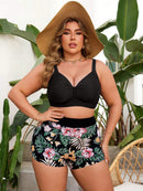 Conjunto de Tankini Femenino de 2 peças com Decote em V e Franzido - Mavie. Plus Size