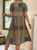 Vestido Feminino Xadrez Manga Curta Louiss