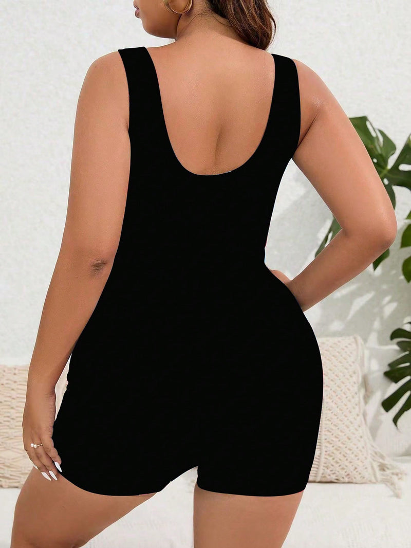 Maiô Feminino Tipo Short Com Zíper Frontal Adela Plus Size