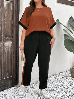 Conjunto feminino manga curta e calça Lorena. Plus Size