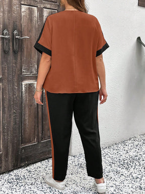 Conjunto feminino manga curta e calça Lorena. Plus Size