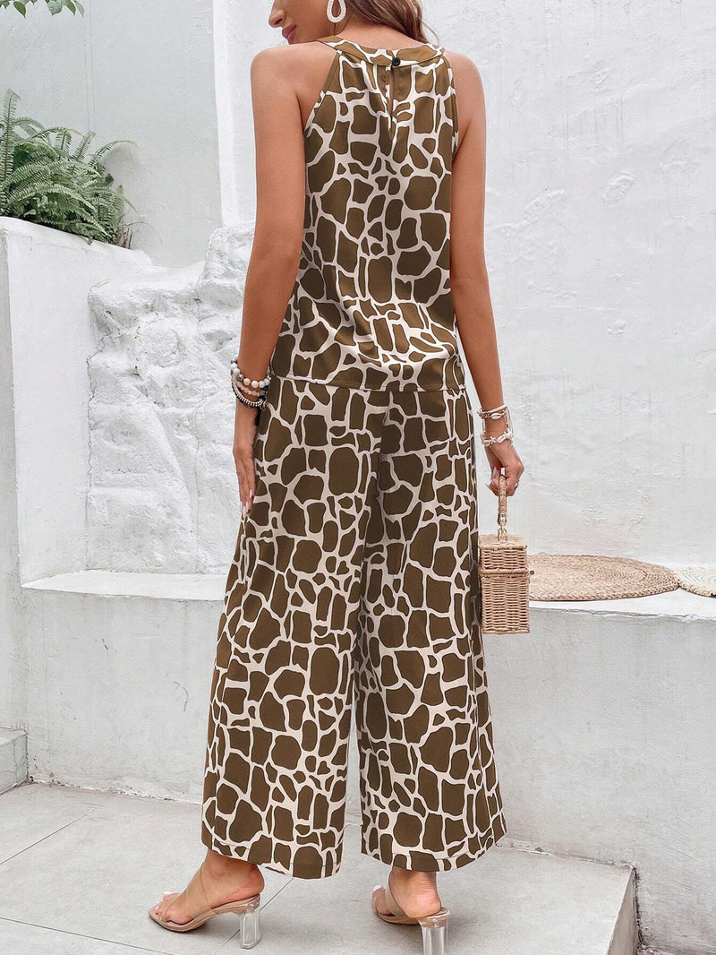 Conjunto Feminino  2 peças Regata com Estampa Geométrica e Calça - Nora