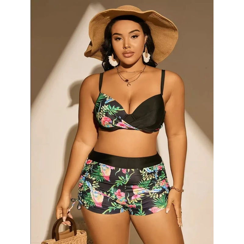 Biquini Feminino Estampado Cintura Alta Marie Plus Size. Flash