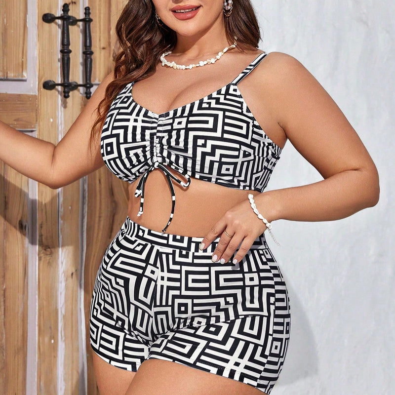 Shortkini Feminino  com saída de praia Feminino Mirla Plus Size