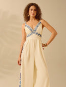 Macacão Feminino De Perna Larga Sofia