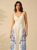 Macacão Feminino De Perna Larga Sofia