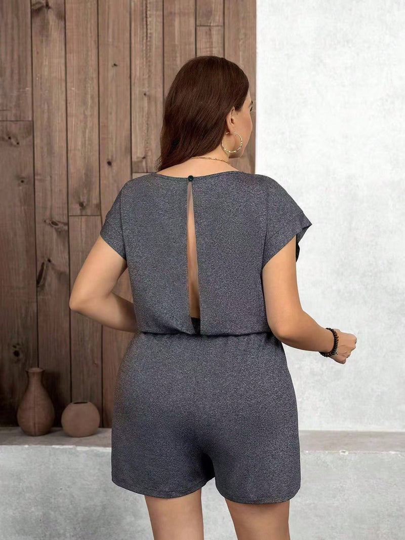 Macaquinho Feminino Listrado Casual Zayda Plus Size