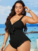 Maiô Feminino com Babado e Laço na Frente - Amara. Plus Size